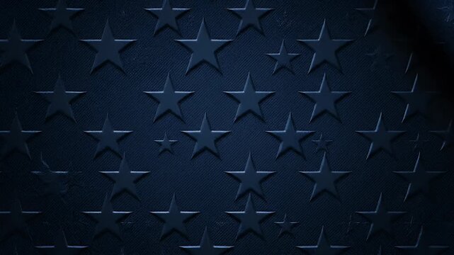 dark blue star texture background with moving fabric folds and embossed star pattern