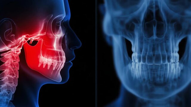 Temporomandibular Joint Disorder TMJ Pain and Jaw Anatomy Illustrated by Ray Diagnostic CT