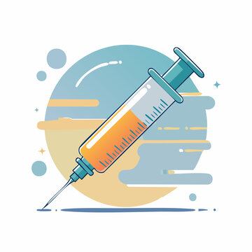 Medical Syringe with Orange Liquid