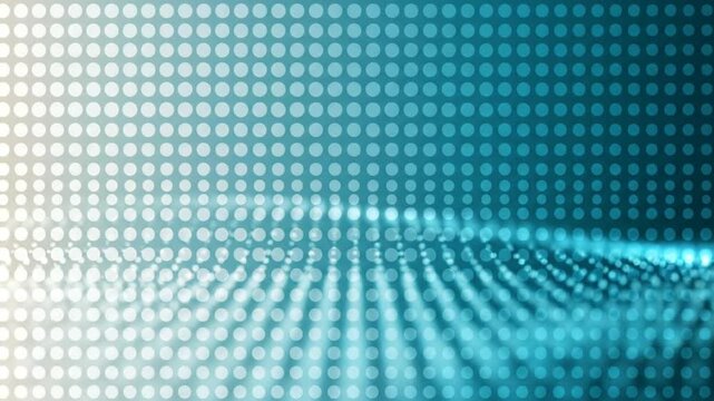 Abstract digital background with glowing dots and flowing lines in shades of teal and white for technology presentations