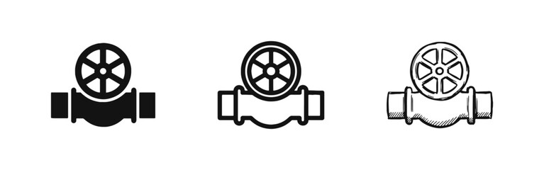 Naklejka premium Industrial Pipe Valve Icon Set - Plumbing and Engineering Concept