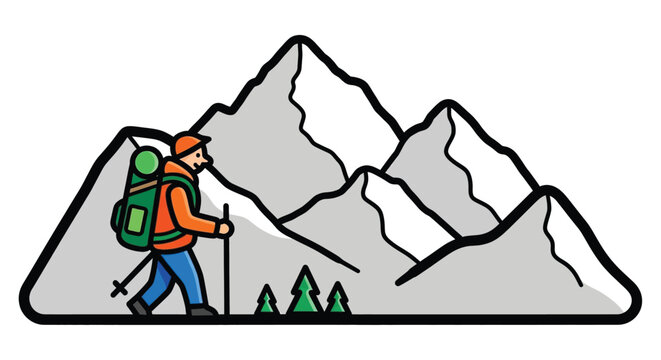 Man hiking with trekking poles outdoors.