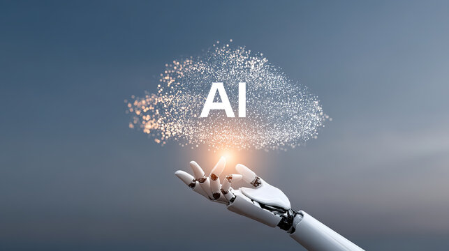 AI artificial intelligence robot big data cloud computing concept illustration