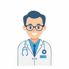 Fototapeta premium Cartoon Doctor with Stethoscope and Glasses