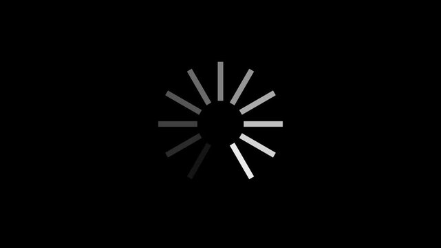 Animated loading bar in a circular pattern with radiating lines on a black backdrop, signifying processing or a pending operation