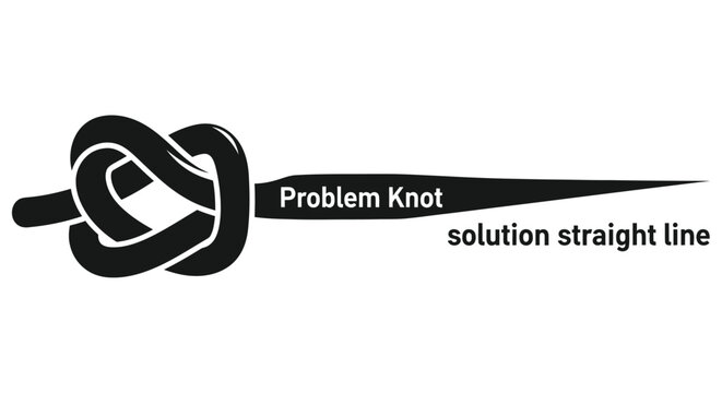 A tangled knot with a solution represented by a straight line