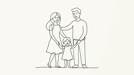 Family, parents, and child, simple line art illustration, vector graphics © MSTLUCKY
