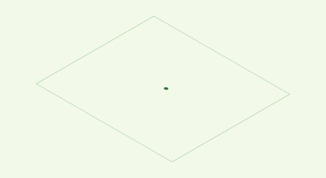Minimalist green dot moving along isometric diamond path motion animation