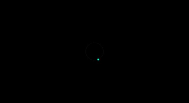 Minimalist loading spinner animation with glowing cyan dot on animation