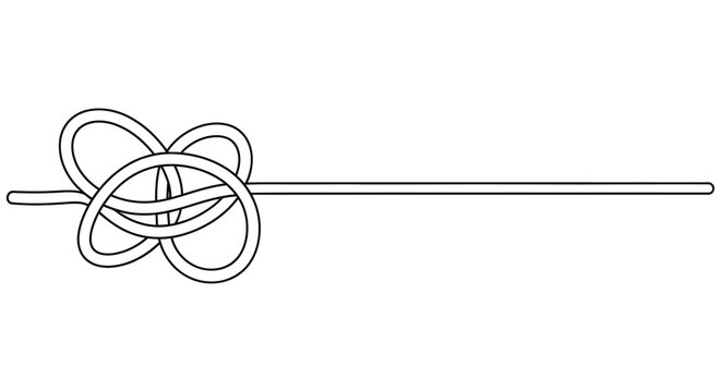 A simple black and white illustration of a knotted string or rope