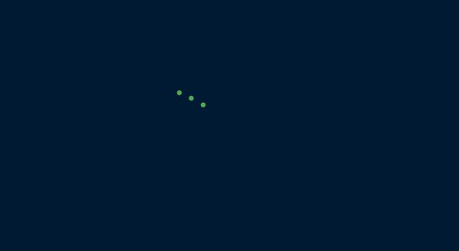 Minimalist loading spinner animation with rotating green dots on animation