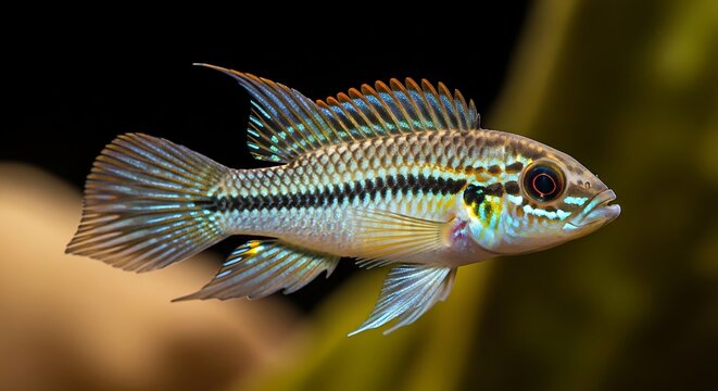 Kribensis cichlid freshwater aquarium fish.