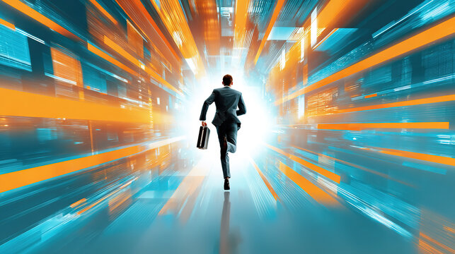 Business people running in time tunnel and time management concept