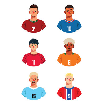 Flat Soccer Player Avatar Character Collection