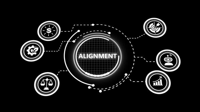 Business alignment infographic: corporate strategy and digital transformation concept