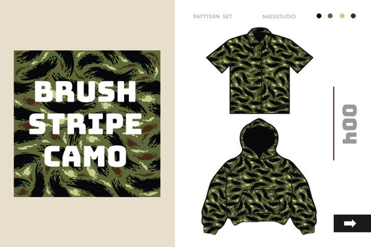 Brush stripe camo Pattern set vector