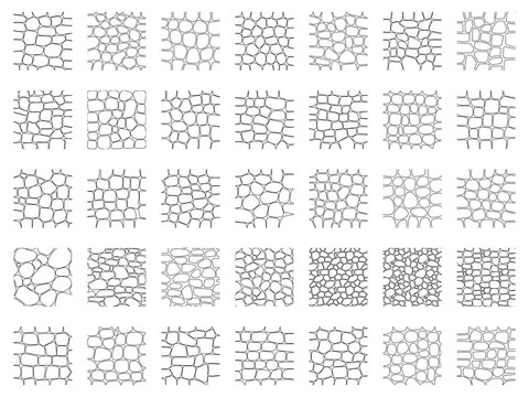 Seamless Organic Stone Pavement Patterns Set Vector Collection for CAD Architecture and Landscape Design