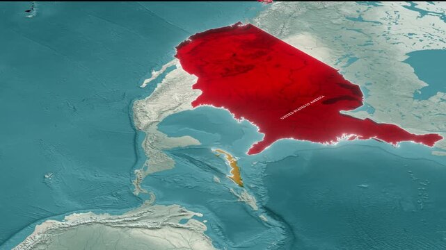 United States and Cuba Geopolitical Map 3D Aerial View