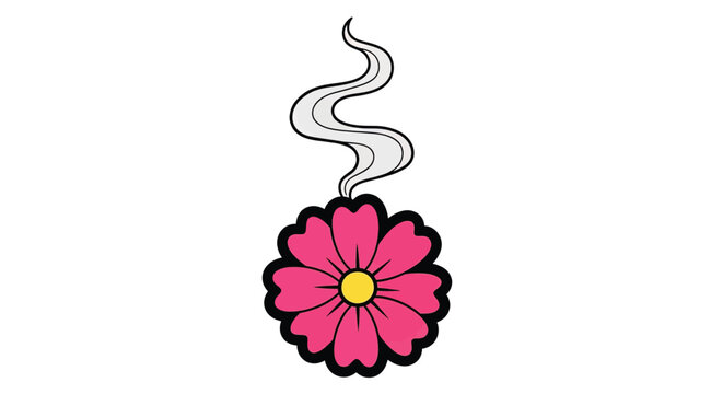 Pink Flower with Smoke Rising.