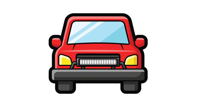Red Car Front View Illustration.