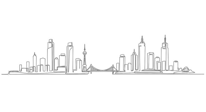 Abstract Line Drawing of Cityscape and Skyline