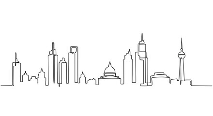 Obraz premium Continuous Line Art of City Skyline Architecture