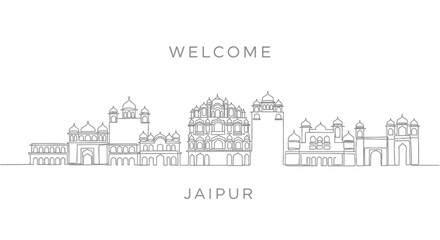 Fototapeta premium Jaipur City Skyline Illustration: Minimalist Art. Landmark concept.
