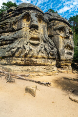 Fototapeta premium Certovy hlavy rock relief above Zelizy village in Czech republic