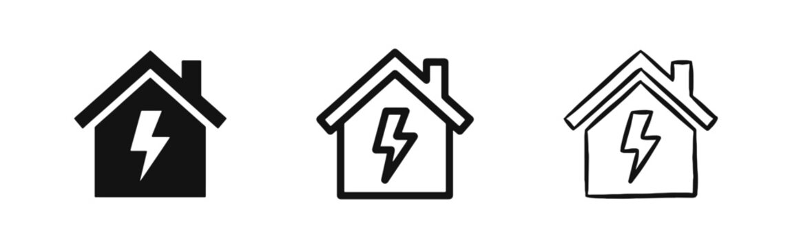 House with Lightning Bolt Icon for Smart Home Energy and Electricity Concepts