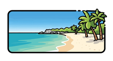 Obraz premium Tropical palm trees on sandy beach.