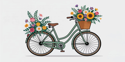 Fototapeta premium Autumn Bicycle with Pumpkin Basket Illustration