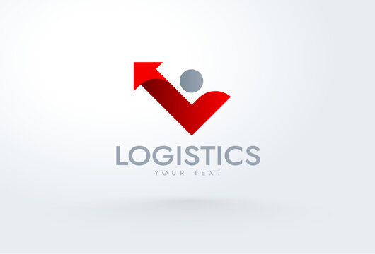 Abstract Logistics logo, letter l, design template red color