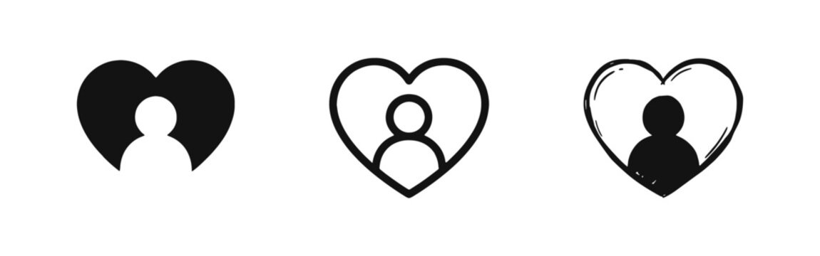 Love Person and Dating Profile Icon Set