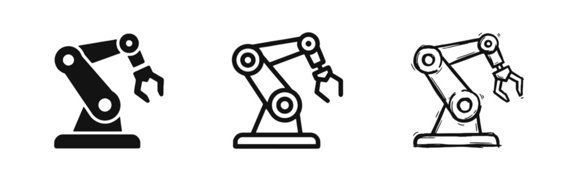 Industrial Robotic Arm Automation Icon Set