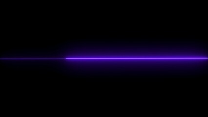 Fototapeta premium Glowing purple neon horizontal line beam of light isolated on a solid black background, visual asset