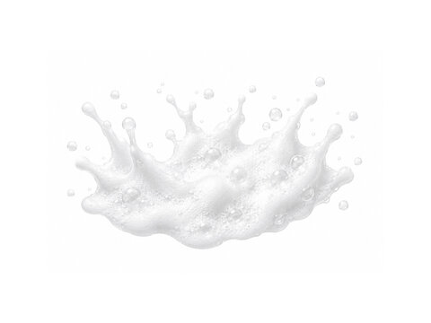 White soap foam splash with bubbles isolated on white background.