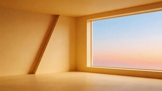 Empty room with large window
