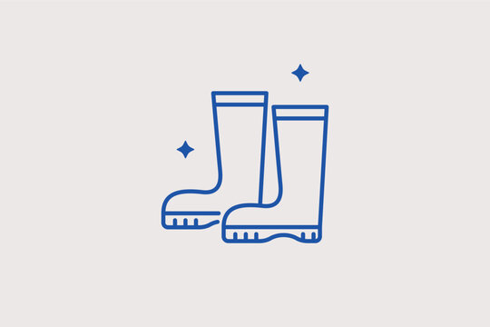 Rubber gardening boots line icon for outdoor work and farm protection. Practical vector illustration for workwear catalogs and gardening equipment stores.