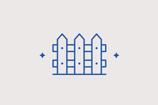 Wooden garden fence line icon for property borders and backyard landscaping. Simple vector illustration for home improvement services and garden design plans.