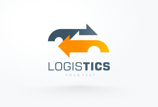 Logistics logo design abstract car silhouette and arrows