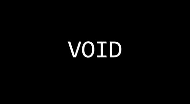 Minimalist void typography motion on animation black background aesthetic