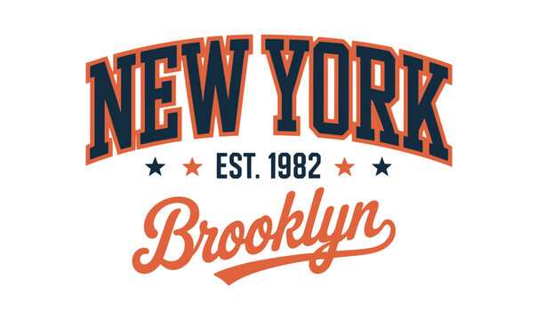 New York Brooklyn Athletics Vector Typography for Varsity T-shirt Design and Collegiate Apparel
