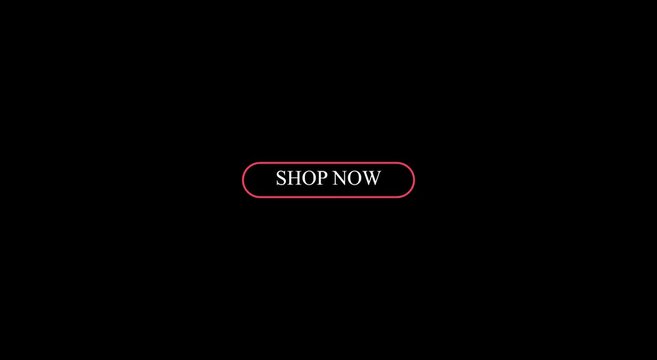 Shop now button animation with minimalist red frame on black animation