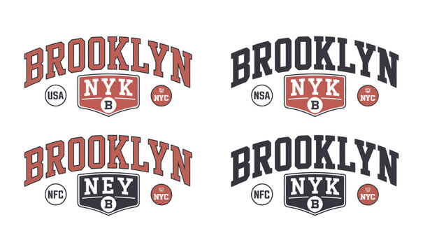 Brooklyn New York varsity typography set vector for vintage athletic t-shirt apparel design