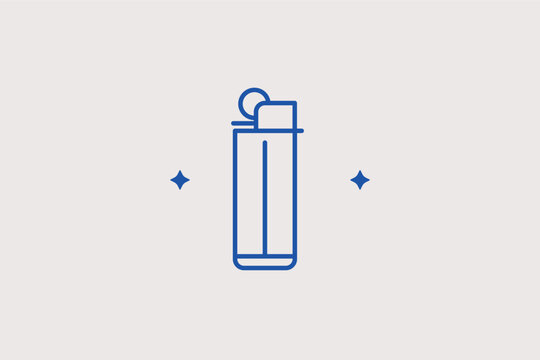 Simple pocket lighter line icon for portable fire and lighting cigarettes. Functional vector illustration for convenience store icons and everyday carry accessory lists.