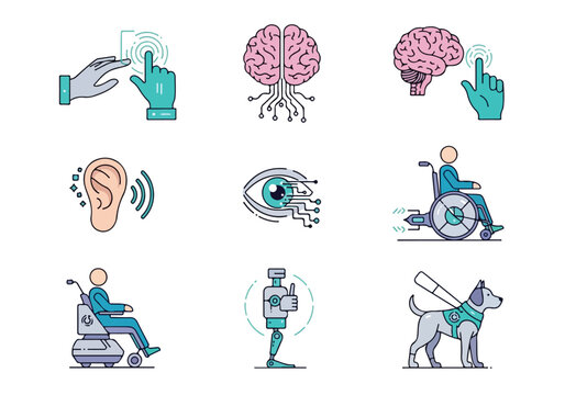 Accessible communication and disability awareness icons for inclusive design