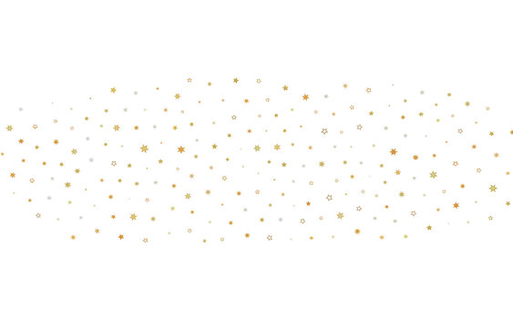 Festive golden stars scattered on white background, perfect for holiday, celebration, party, and jo