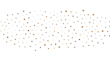 Abstract star confetti in gold and brown tones on a white background. Perfect for celebratory designs, backdrops, and ho © vegefox.com