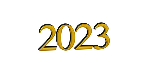Golden 2023 number design for new year celebrations and greetings. Perfect for websites, promotions. © vegefox.com