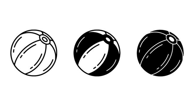 Beach Ball Icons, Summer Fun Graphics, Playful Sphere Vector Set
